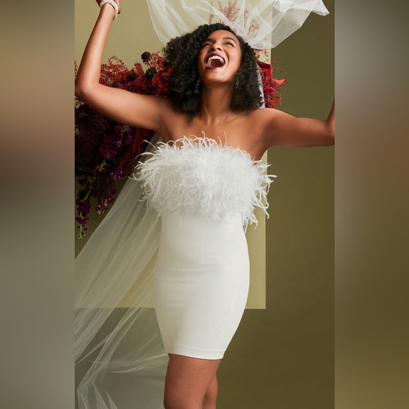 David's Bridal | Dresses | Davids Bridal Bachelorette Feathered Mini Dress  Womens Size Xs | Poshmark